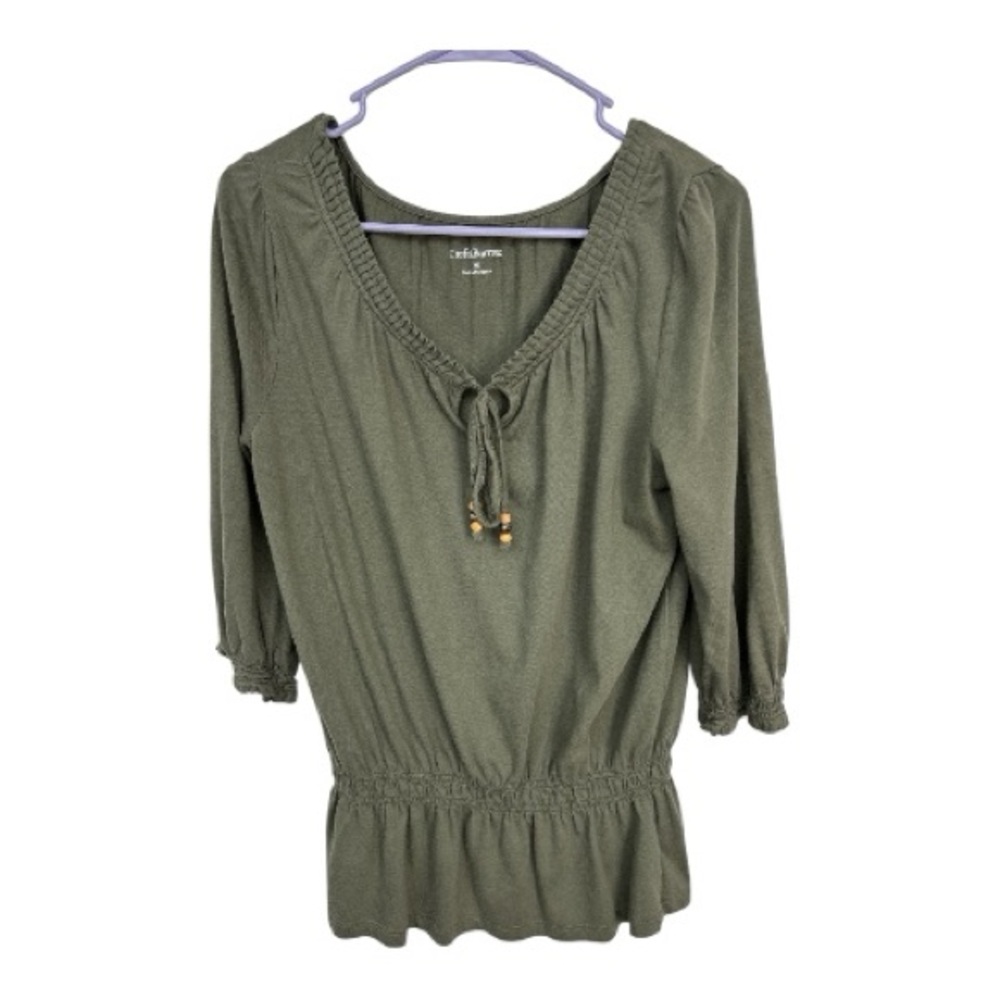 Croft & Barrow Women’s Olive Green Top with Gathered Waist Size M